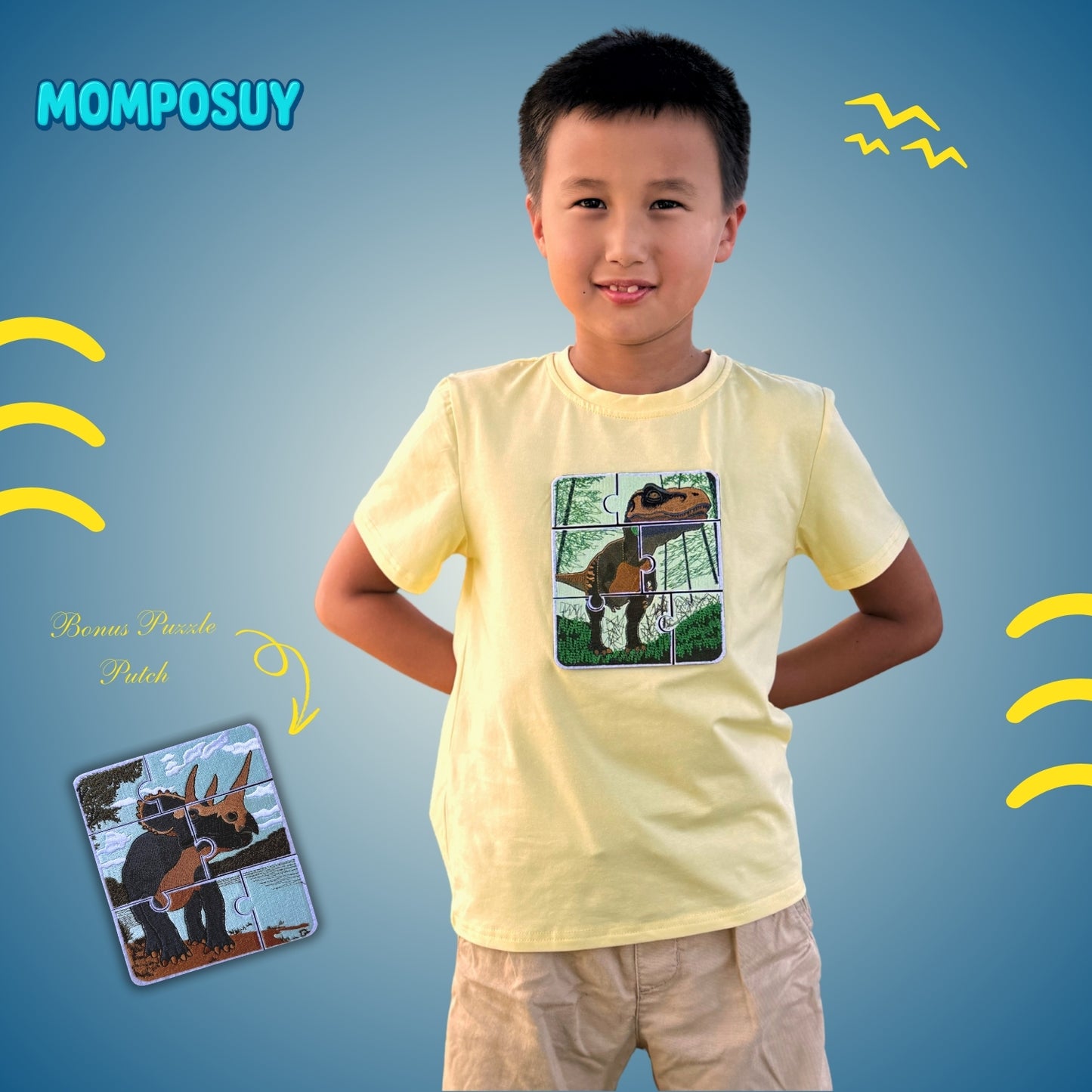T-Shirt Puzzle Up T-Rex&Triceratops
