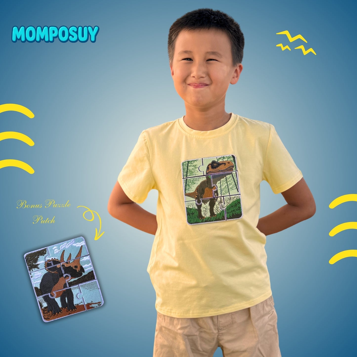 T-Shirt Puzzle Up T-Rex&Triceratops