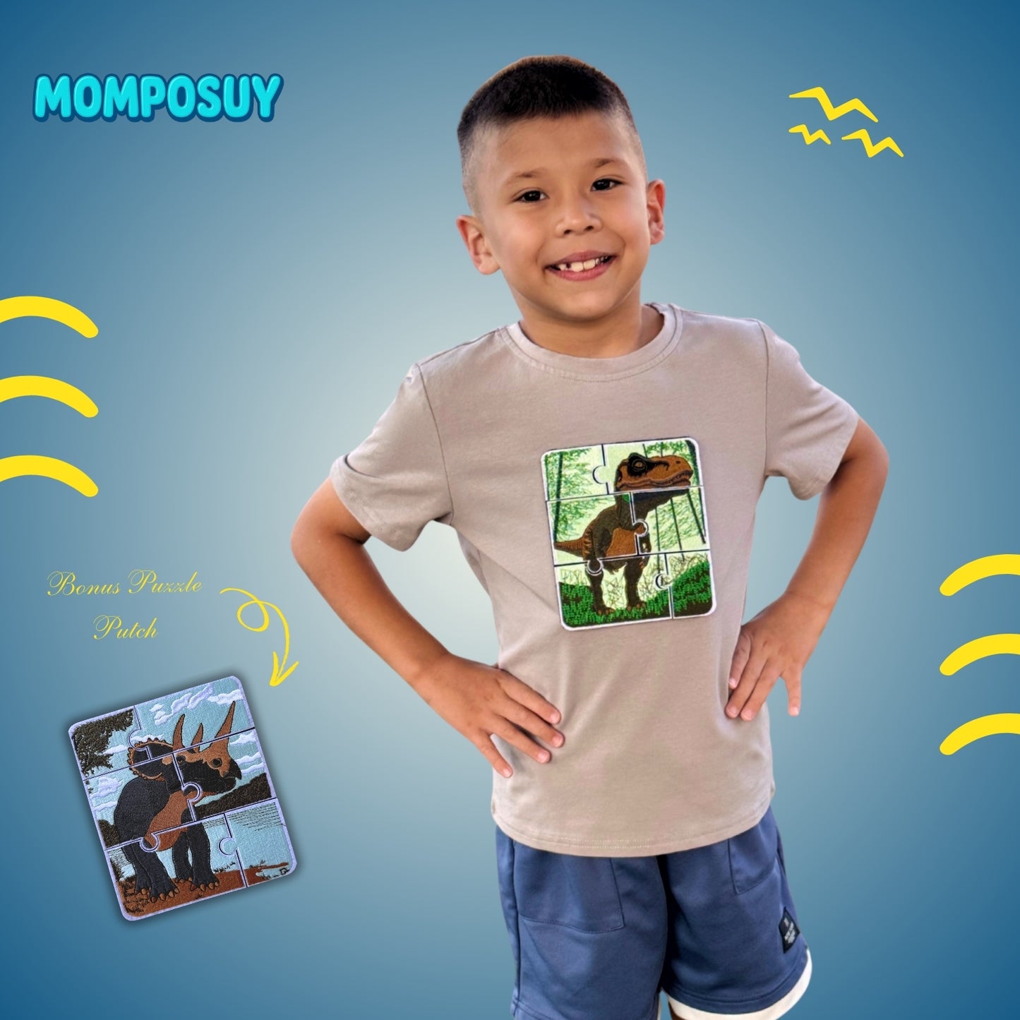 T-Shirt Puzzle Up T-Rex&Triceratops
