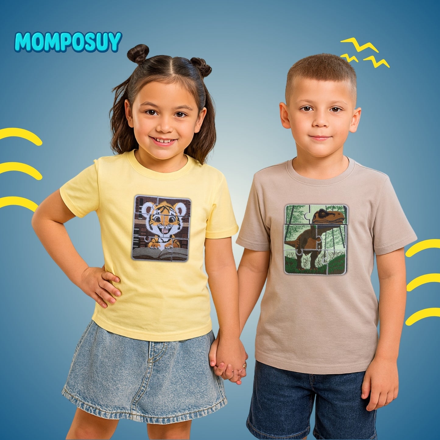 T-Shirt Puzzle Up T-Rex&Triceratops